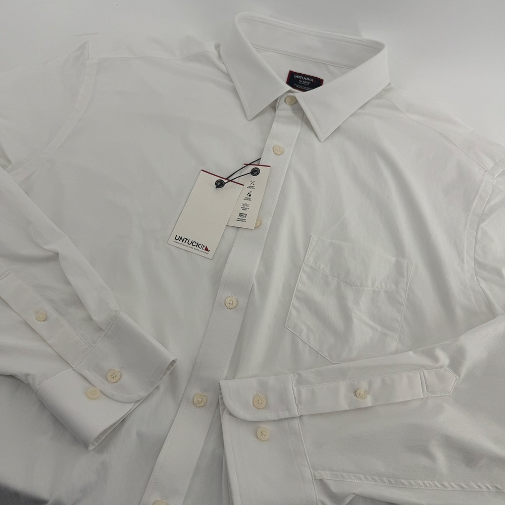 UNTUCKit Gironde White Relaxed Fit Performance Shirt XL NWT 40349WhiRelXL